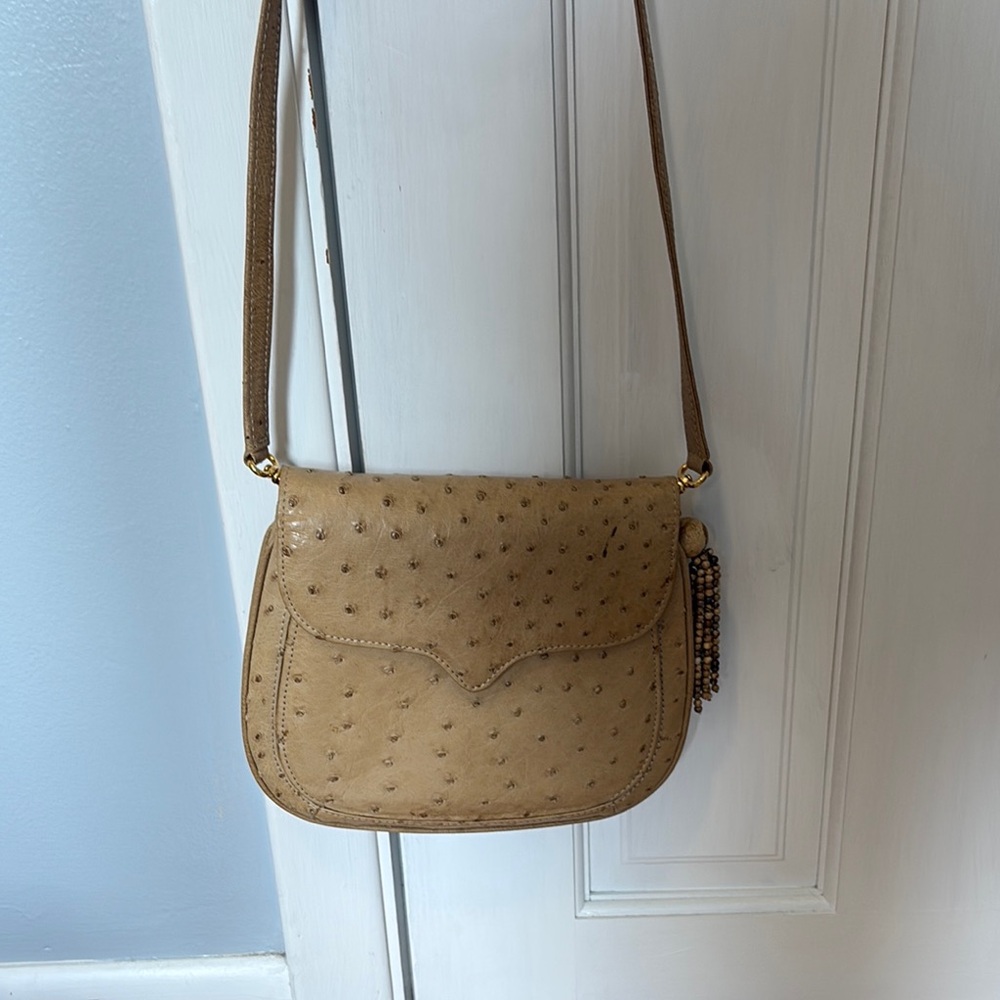 Lana marks ostrich Tan Shoulder Bag